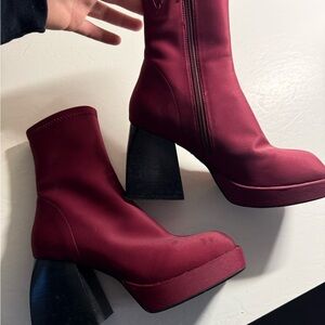 Jeffrey Campbell Dauphin Bootie Burgundy Platform Boots
